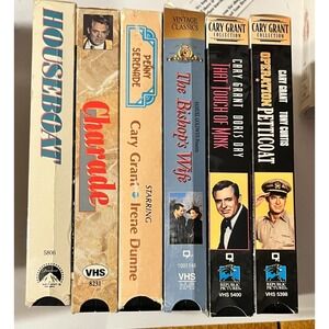 Cary Grant Classic Movie 6 VHS Lot Charade Bishop's Wife Operation Petticoat